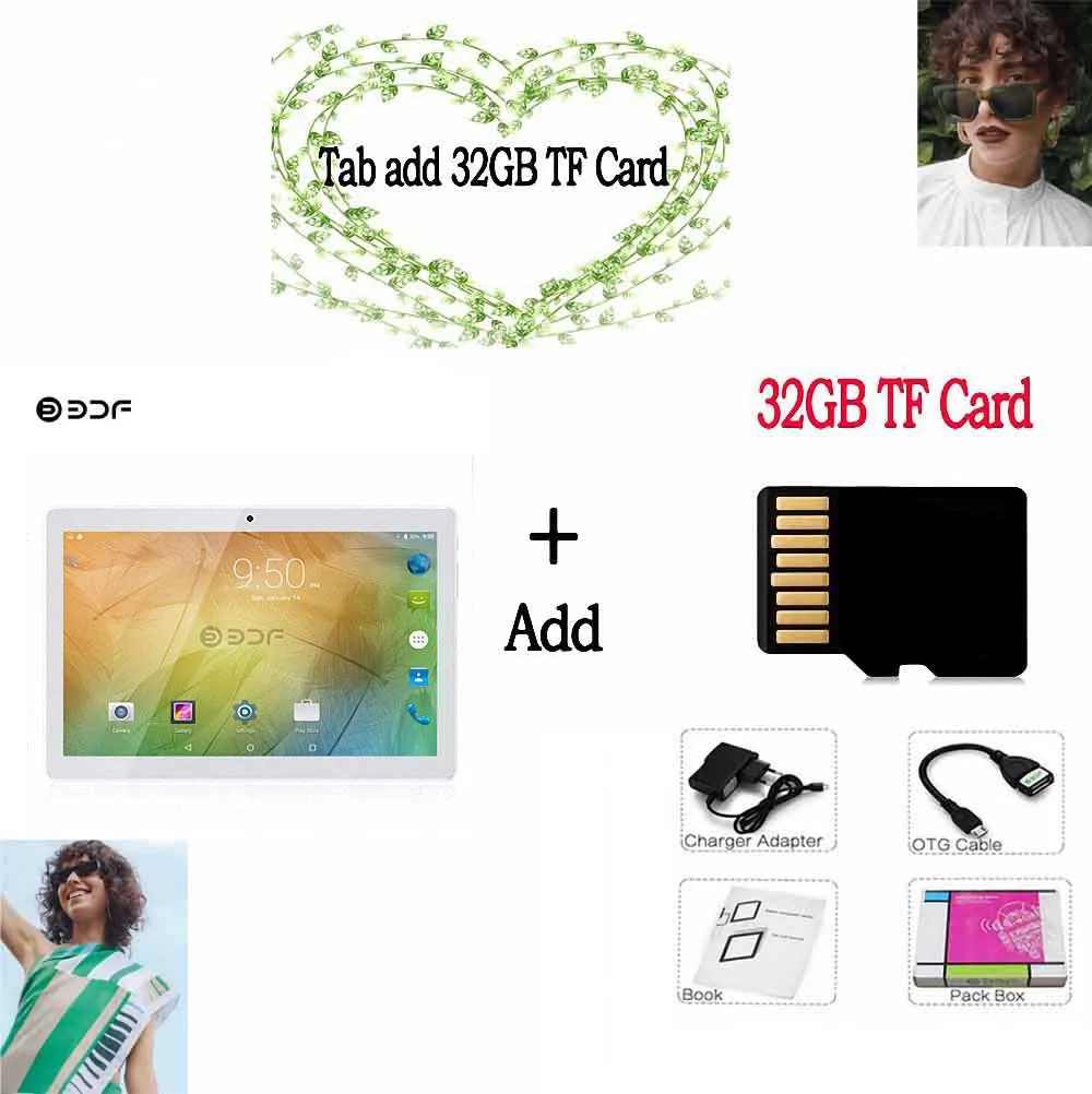 Add 32 GB CARD Русский корабль) BDF 10-дюймовый планшетный ПК Android 7,0 Восьмиядерный 4 Гб ОЗУ 64 Гб ПЗУ 1280*800 IPS Двойная sim-карта встроенная 4G LTE планшет 10 - Комплект: Add 32 GB CARD