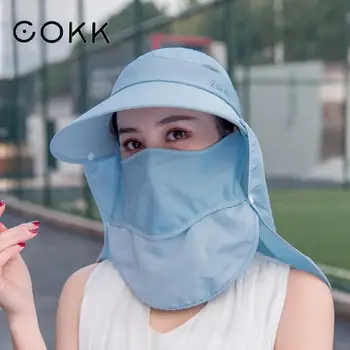 COKK Summer Hats For Women Sun Hat With Breathable Suncreen Outdoor Bicycling Beach Cap Visor Wide Brim Sunhat Female New