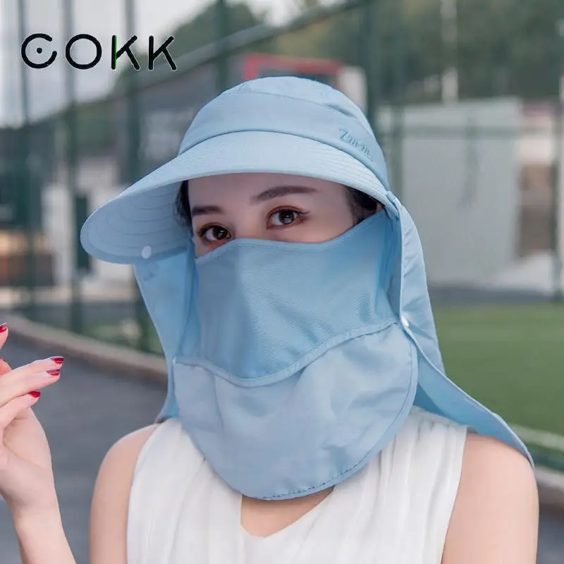 COKK Summer Hats For Women Sun Hat With Breathable Suncreen Outdoor Bicycling Beach Cap Visor Wide Brim Sunhat Female New 1