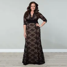 BKLD Women Big Large Plus Size Vintage Dress Sexy V-neck Maxi Black Lace Elegant Party Dresses XL-5XL Half Sleeve Clothing Gown