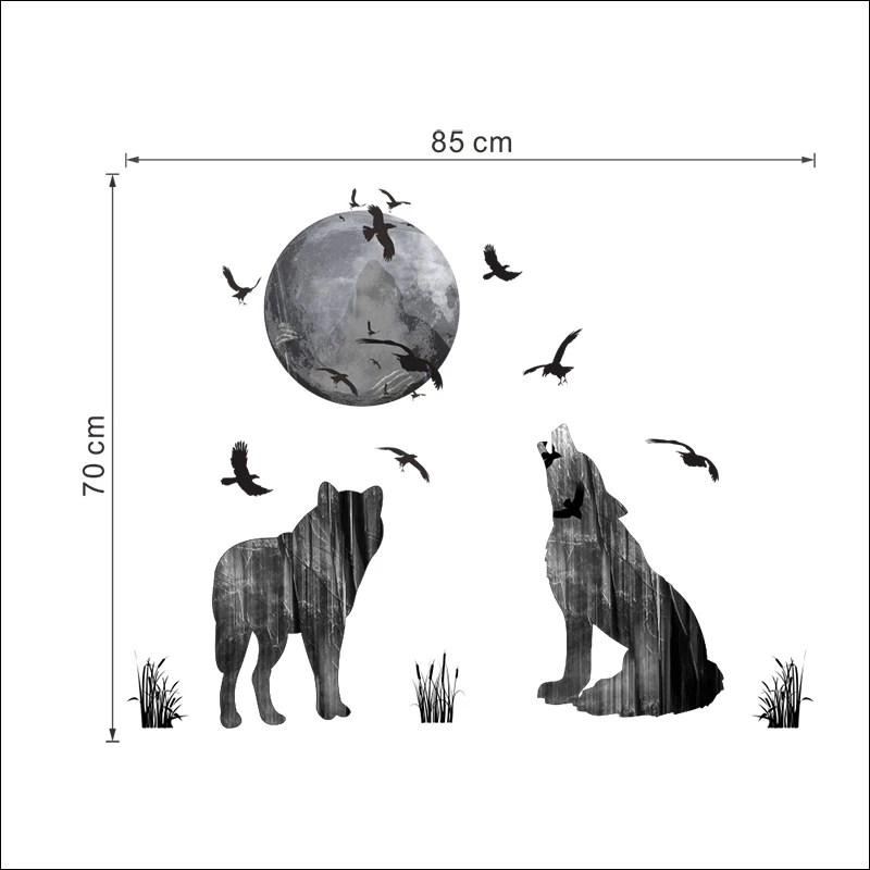 Лес Луна волк птицы декоративные наклейки на стену ПВХ DIY анимальный декор настенные детские комнаты гостиная де