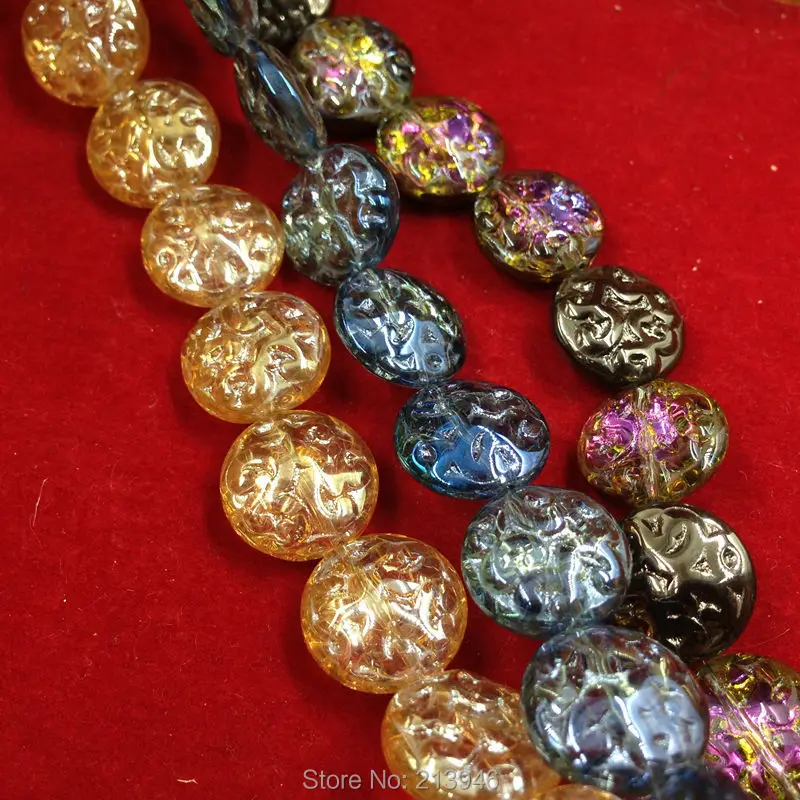 13MM 42Pcs/Pack ( Yellow/Blue/Black ) " Pearl Tone Two Colors " Flat