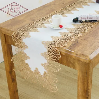 

Luxury Pastoral Lace Linen Solid Color Table Flag Dinning Coffee Table TV Cabinet Decorative Tablecloth Cover Towel Table Runner