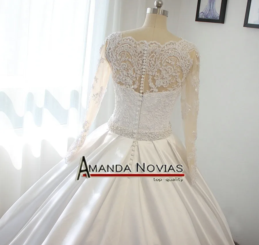 Vestido longo Свадебные платья с кружевными рукавами реальные фотографии от amanda novias