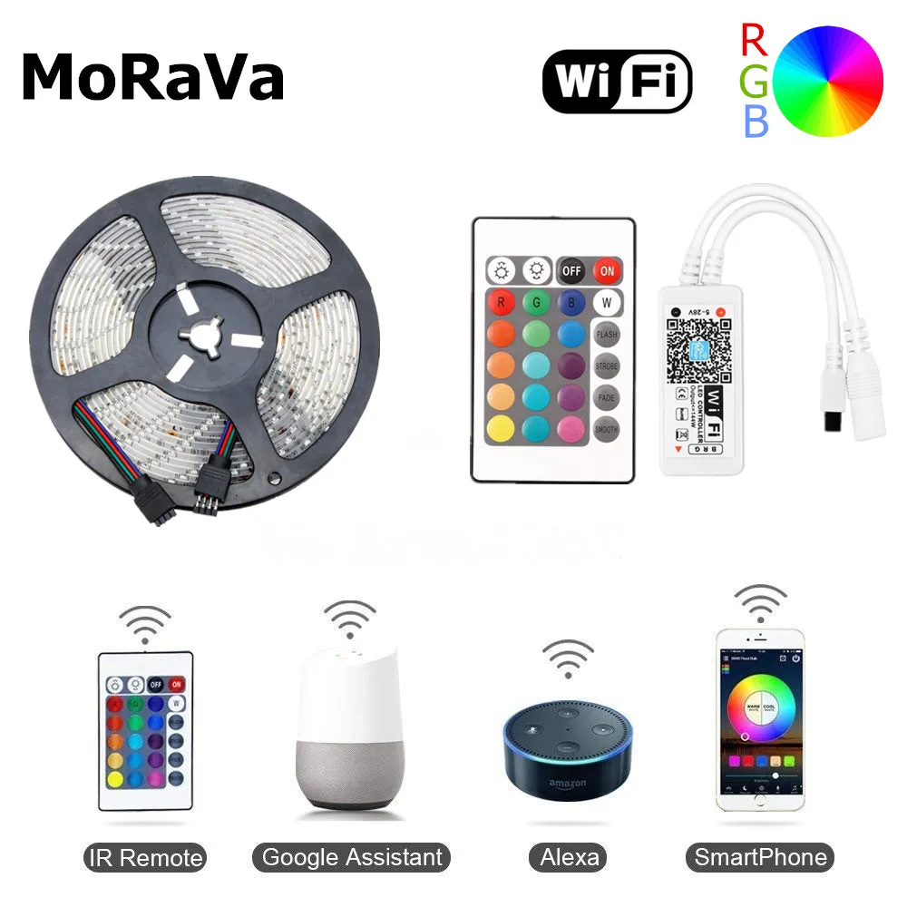 5M 10M WiFi RGB LED Diode Tape SMD 2835 12V Waterproof LED Light Strip 300leds Flexible Rope Lamp+WiFi LED Controller No Power 5M 10M WiFi RGB LED Diode Tape SMD 2835 12V Waterproof LED Light Strip 300leds Flexible Rope Lamp+WiFi LED Controller No Power