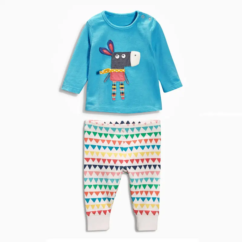 6 компл./лот, комплекты одежды для маленьких девочек с изображением Ослика, пижамы, футболка с длинными рукавами+ штаны, комплекты для детей 1-6 лет, ST193
