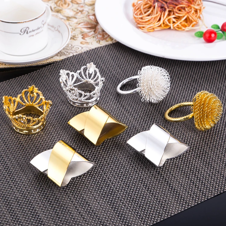 Metal alloy napkin rings gold and silver color for table decoration