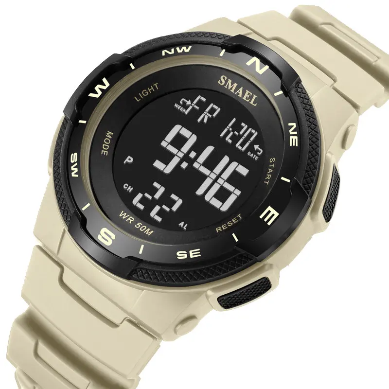 SMAEL новые модные мужские спортивные часы ударостойкие водонепроницаемые повседневные армейские военные светодиодный цифровые часы мужские Relogio Masculino - Цвет: Khaki
