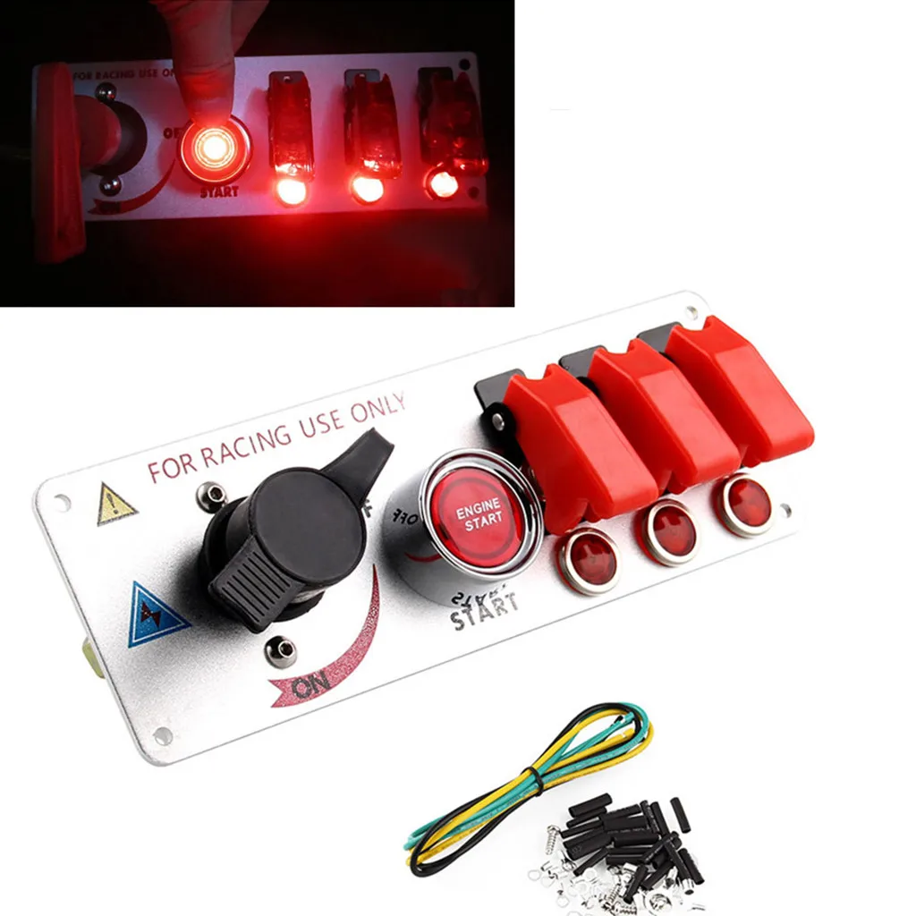 Аксессуары для гонок, откидной пусковой переключатель зажигания, панель 12 В, светодиодный светильник с индикацией для гонок