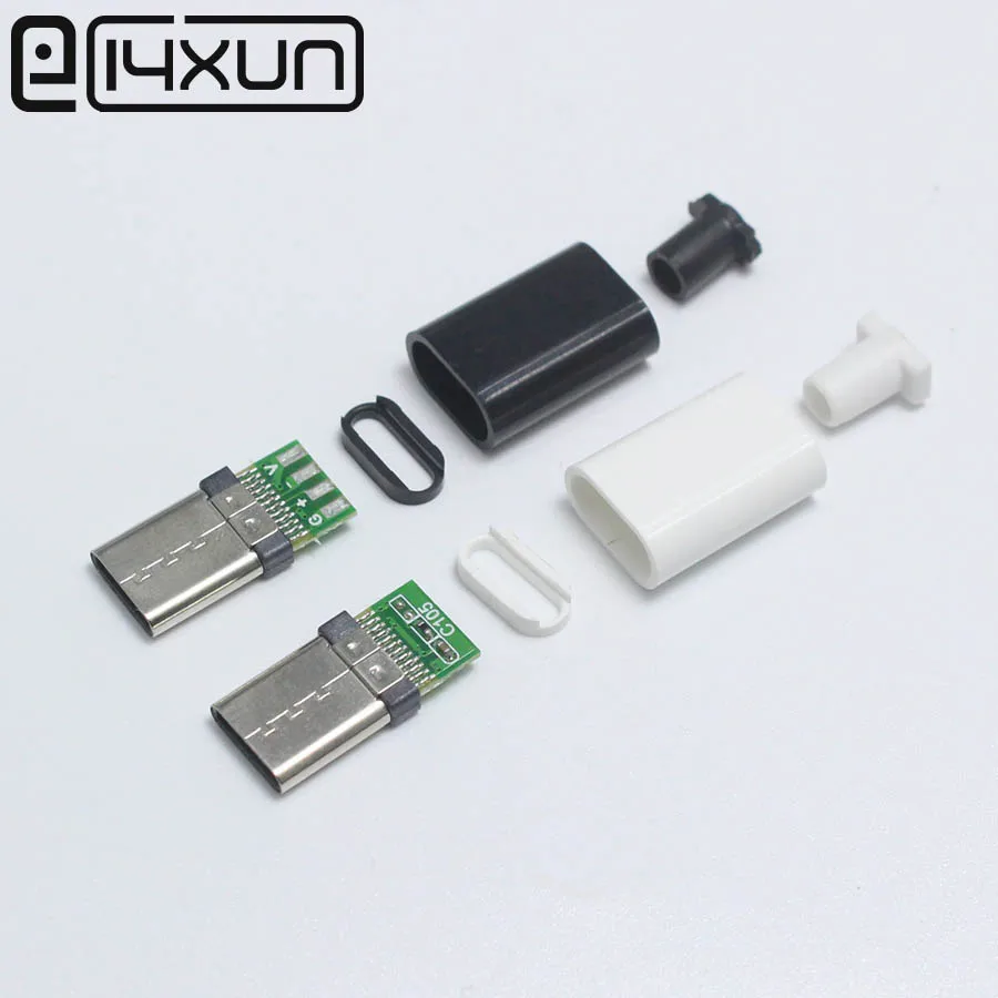 EClyxun 10 комплектов DIY USB 3,1 Тип C штекер тип сварки двухсторонняя Вилка Тип C данные и зарядка сварные провода разъем 4 в 1