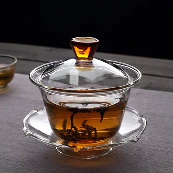 

Glass covered tea bowl Kungfu tureen cup teaware high borosilicate material high temperature resistance glass teacup 150ml
