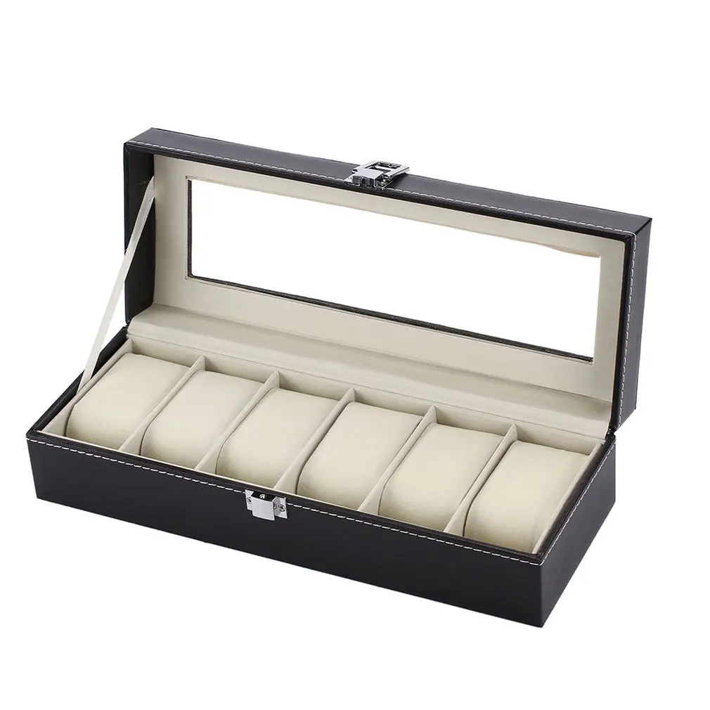 

6 Grids Luxury Design Fashionable Watch Box Soft PU Leather Watch Storage Box Watch Display Slot Case Box Case DROPSHIPPING