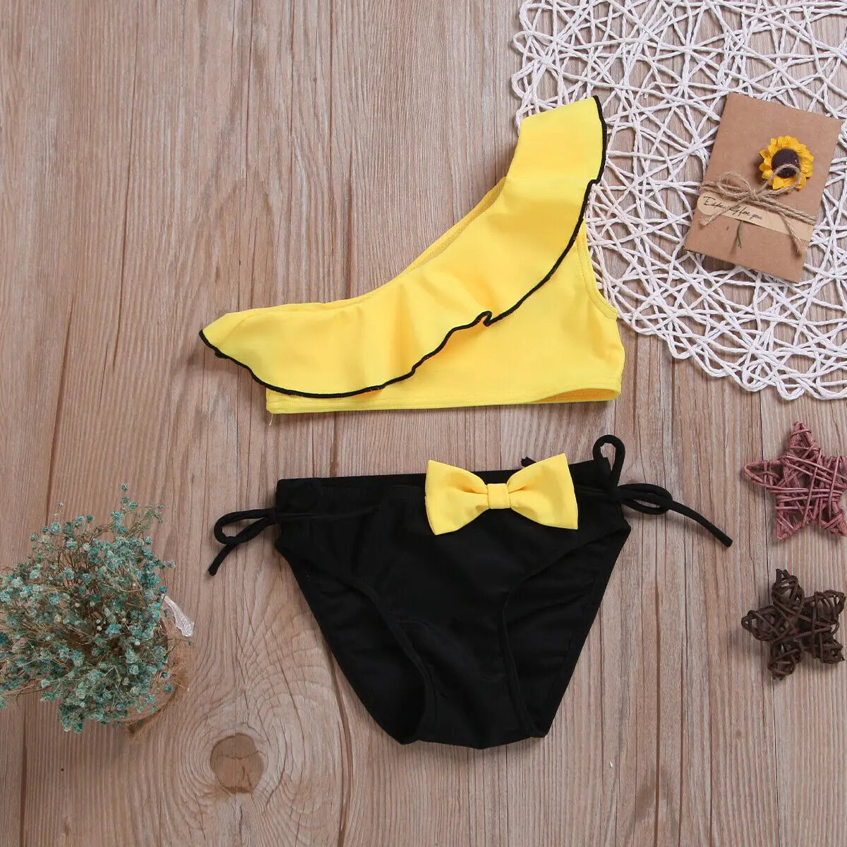 1-7T Toddler Bikini Set Newborn Baby Girl Ruffle Tankini Bikini Suit Swimsuit Swimwear 2PCS Bathing Suit Beachwear - Цвет: 6 to 7Years
