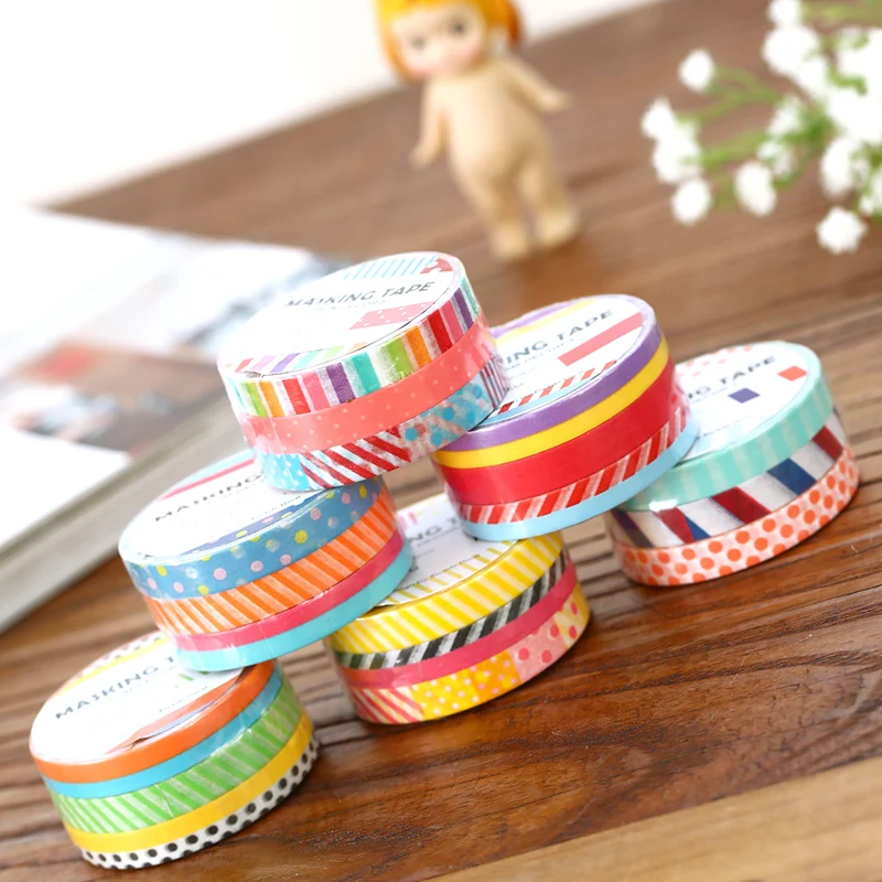 

Free shipping Fashion aesthetic shredded paper tape slim decor set diy paste paper wrapping labeling diary masking tape