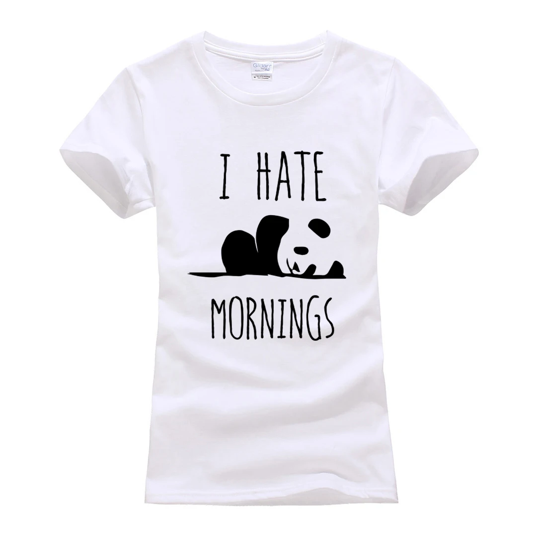 Брендовая одежда harajuku, топы, футболки, женские хлопковые повседневные футболки, женская летняя футболка, camisetas Panda I HATE MORNINGS, Милая футболка