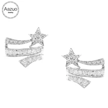 Aazuo Настоящее розовое золото 18 К с настоящими бриллиантами, модные серьги-гвоздики со звездами, подаренные для женщин, Свадебная вечеринка Au750