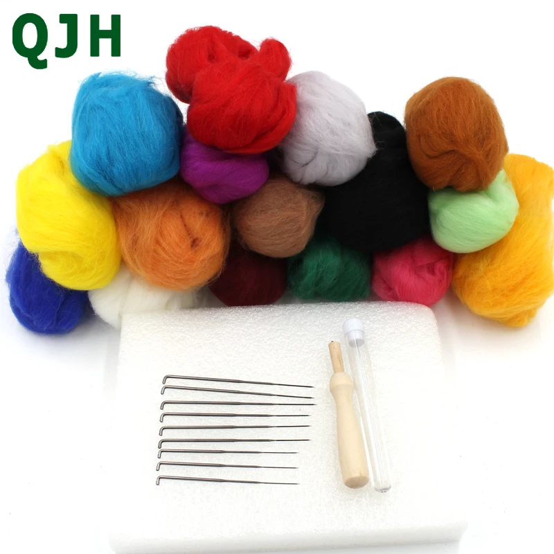 Buy QJH brand 16colors Wool Felt with 9 Needles