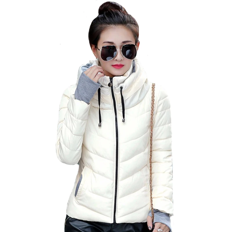 

Autumn Winter Short Jacket Women Parkas Outerwear Solid Hooded Coats Female Slim Cotton Padded Basic Jacket chaqueta mujer