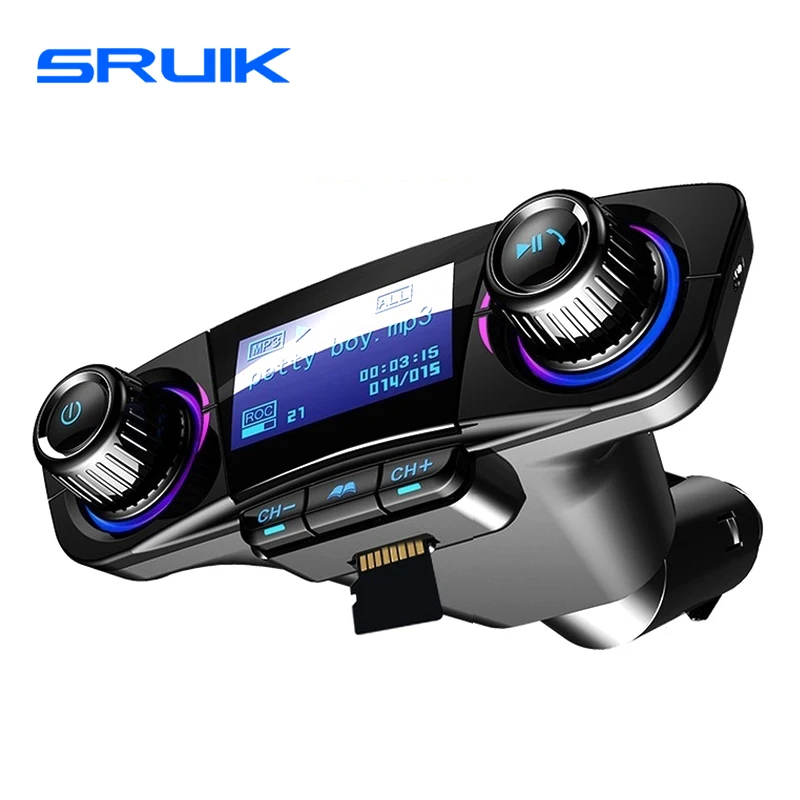  SRUIK Bluetooth FM Transmitter Car MP3 Player Hands-Free Car Kit Wireless Radio Audio Adapter with 