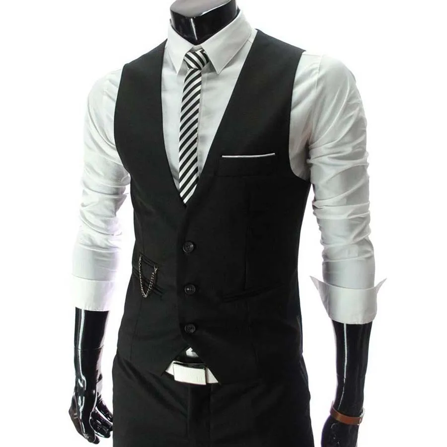 New Fashion Korea Style Pria Setelan Rompi Blazer Rompi Kasual Ramping V Neck Tanpa Lengan Jaket Tunggal Breasted Colete Gilete Hitam Mens Suit Vest Mens Suit Vest Stylessuit Vest Aliexpress