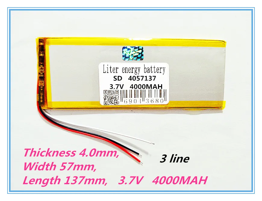3 line 4057137 3.7V Rechargeable batteries 4000MAH lithium polymer