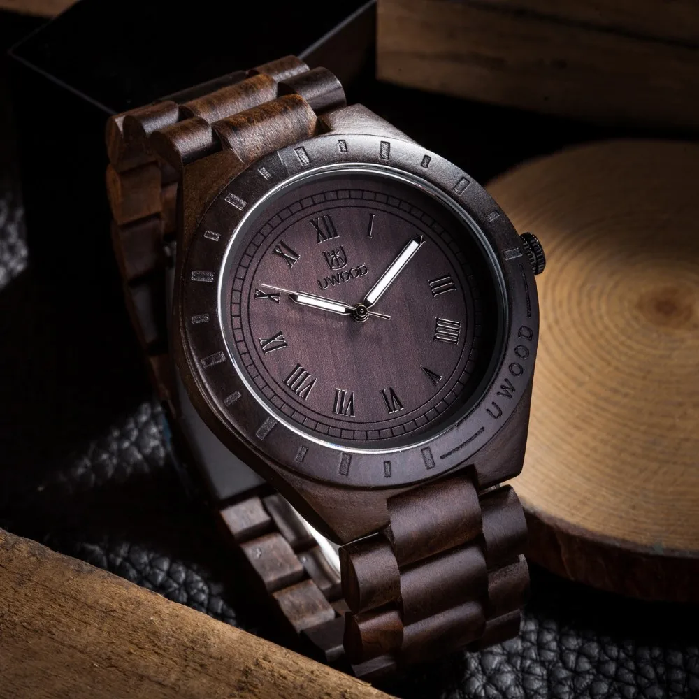 Модные мужские часы ретро стиля эбенового дерева наручные Для мужчин s Элитный бренд часы Для мужчин часы Nature деревянный Наручные часы Relogio
