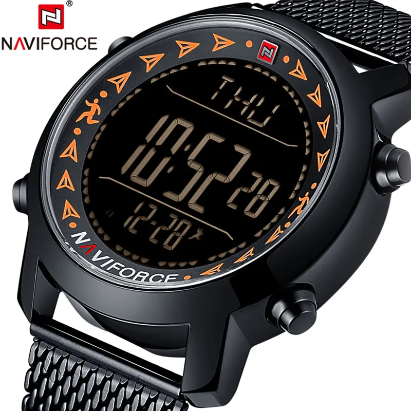 

NAVIFORCE Men Watch Digital Sport Mens Watches Top Brand Luxury Chronograph Military Army Stainless Steel LED Male Clock 9130