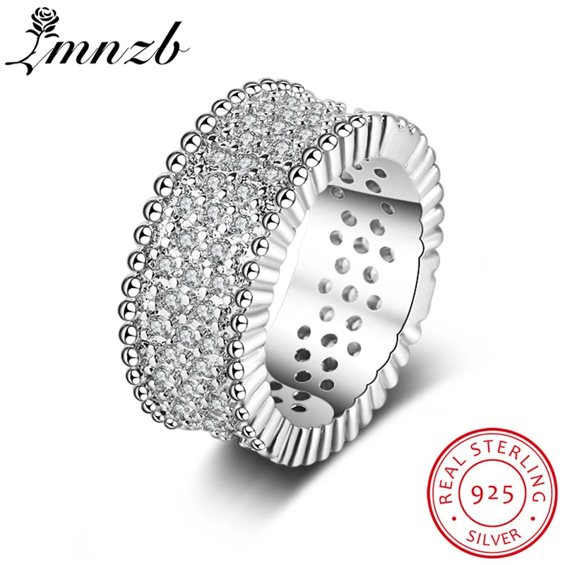 

LMNZB Luxury Full AAA Cubic Zircon Engagement Rings for Women Wedding Band 925 Sterling Silver Jewelry Eternity Ring LO-062