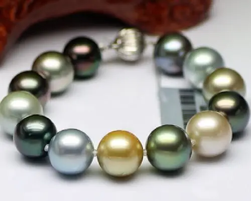 

10-11mm genuine tahitian south seas multicolor pearl bracelet 7.5-8 inch 42%