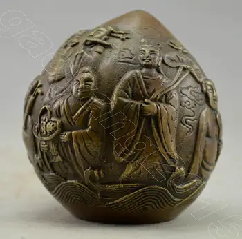 

Crafts statue Chinese Decorated Copper Carved 8 Immortal ON Peach Statue