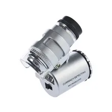 200 компл./лот 60X карманный мини Валюта обнаружения микроскоп Лупа ювелира Лупа с светодиодный свет объектив для мобильного телефона