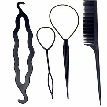 

4 Pcs DIY Hair Twist Styling Clip Stick Bun Maker Braid Tool Hair Accessories Women Ponytail Bun Maker Styling Clip Braid Set