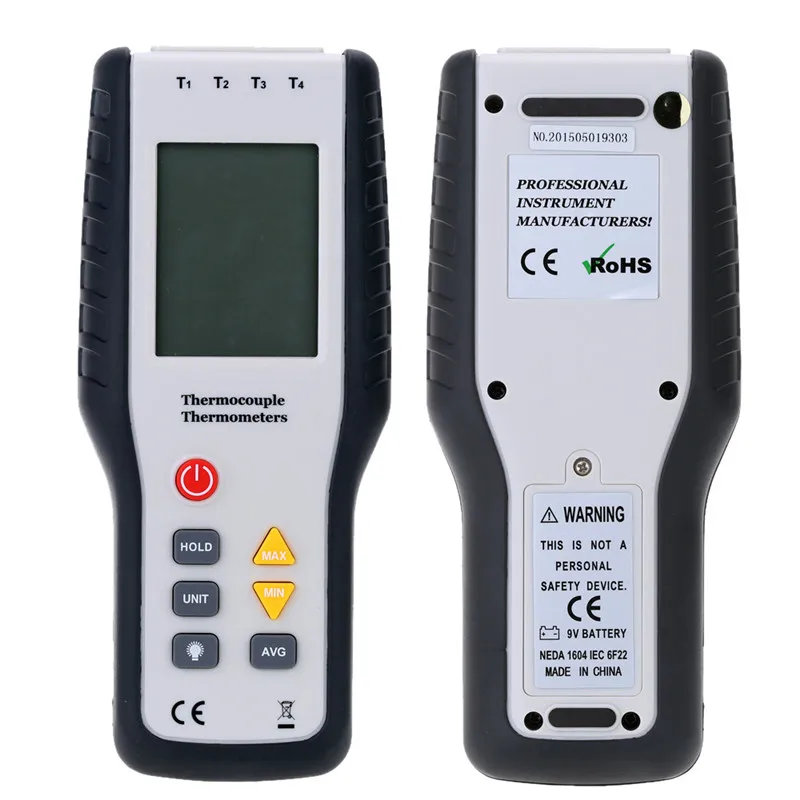 

1pc Handheld Digital 4 Channel Thermometer Temperature Meter K Type Thermocouple Sensor