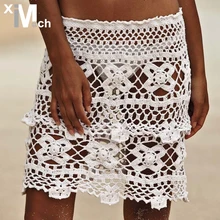 XiM&M@ch, летние новые сексуальные пляжные юбки ручной работы, вязаные мини юбки с эластичной резинкой на талии для отдыха, SK12974E