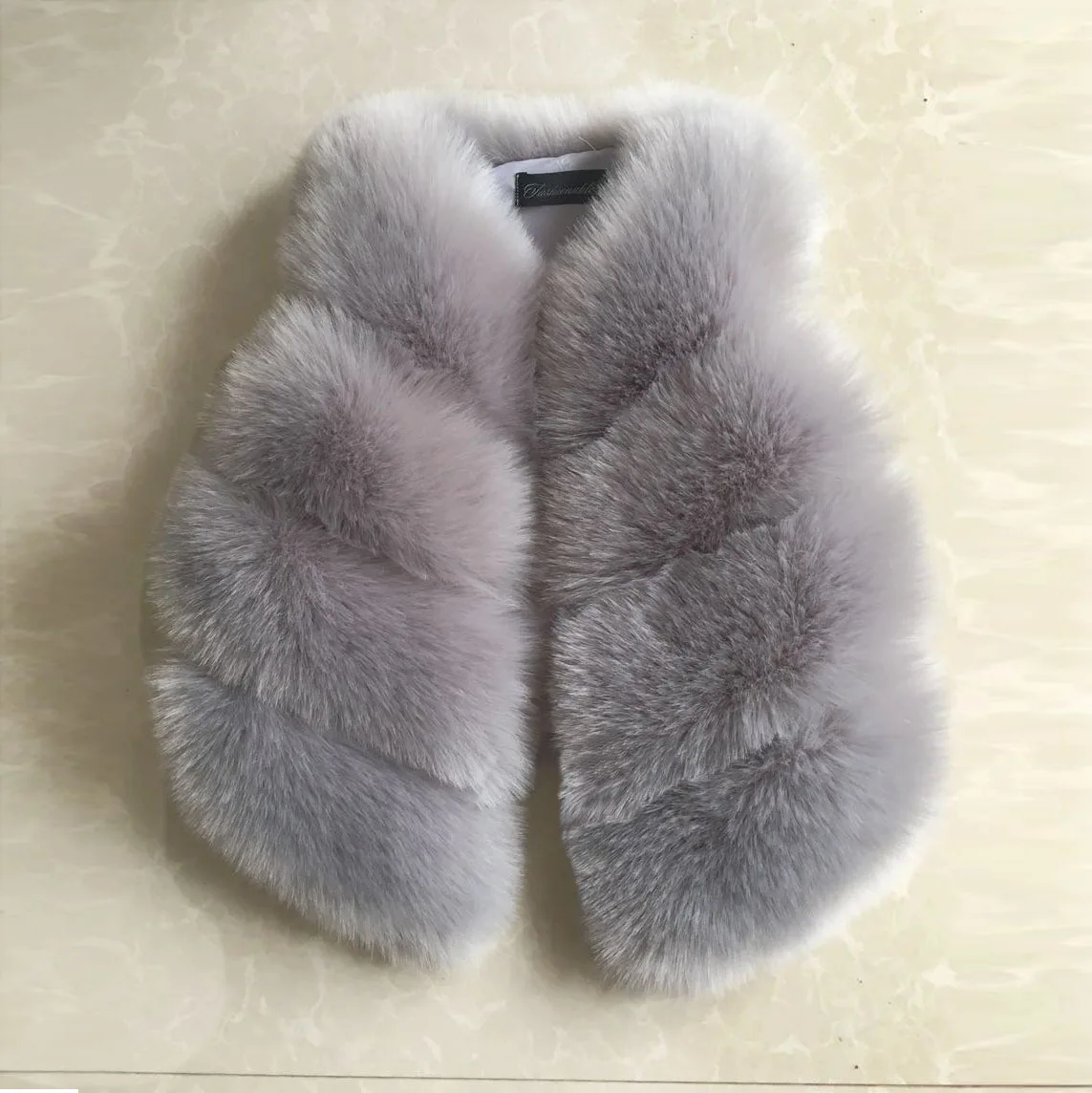  Autumn Winter 2018 New Baby Children's Leather Waistcoat Teens Girls Faux Fox Wool Cotton Vest with