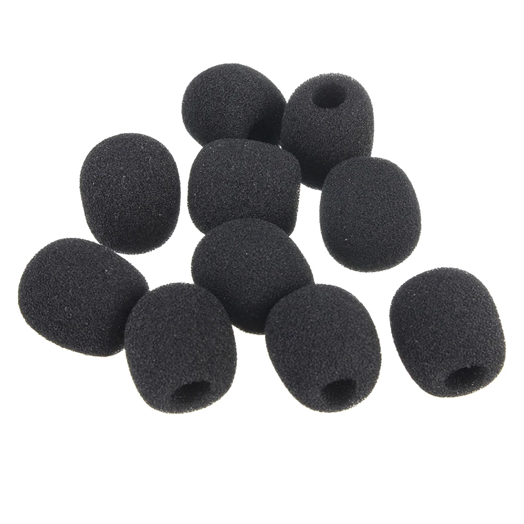 10Pcs Mini Microphone Windshield Clip-on Headset Condenser Mic Windmuff Protector Black 18mm