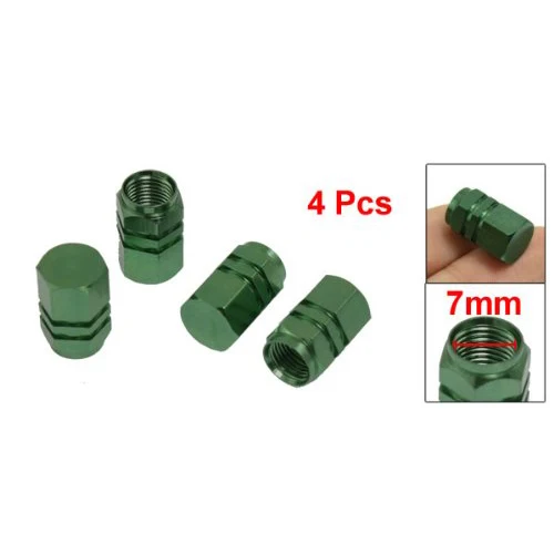

AUTO Car Auto Hexagon Tyre Tire Valve Stems Caps Cover Green 4 Pcs
