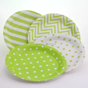 

Free Shipping 120pcs Green Paper Plate 9" Round Party Plate Kids Birthday Party Dessert Paper Dishes Wholesale