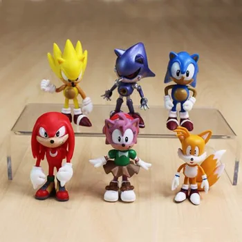 

6Pcs/Set Sonic Pvc Action Figure Model Toy Cartoon Sonic Hedgehog Display Brinquedos Collection Creative Children Birthday Gift