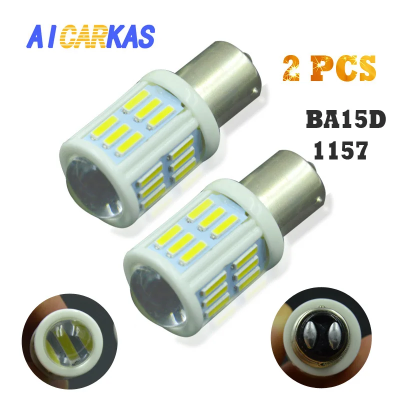 

AICARKAS 2pcs S25 1157 BAY15D LED Brake Lights Double Contact Bayonet Bulb DC 12V 24V Warm White LED Replacement Bulb For Cars