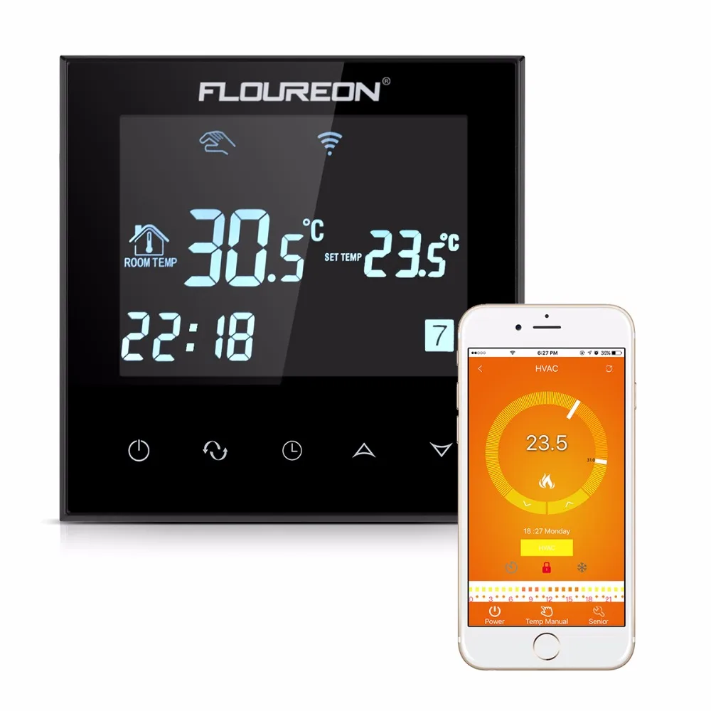 

Floureon HY03WE-4-Wifi Smart Wi-Fi Programmable Digital Touch Screen Thermostat Heating Thermostat Warm Floor Electric System