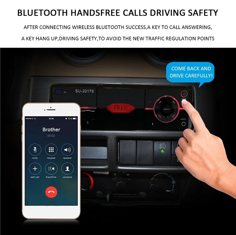 1 Din автомобильное радио Bluetooth Hands-free FM стерео поддерживает автомобильный держатель USB MP3 WMA CD AUX зарядное устройство авто радио