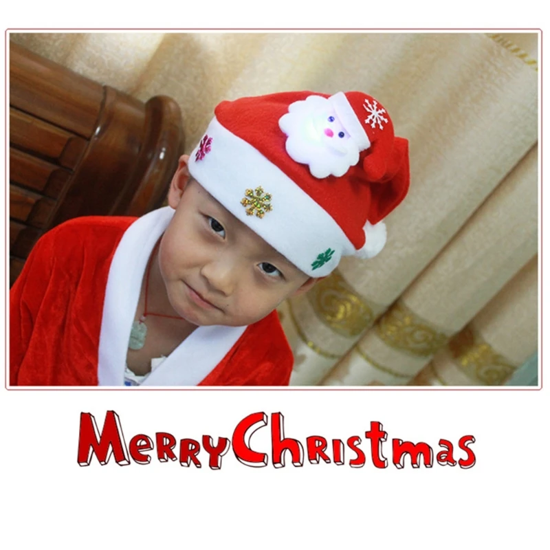 1 шт. Взрослый Детский светодиодный головной убор Санта Клаус Олень Снеговик вечерние шапки Рождественский подарок для девочек детей