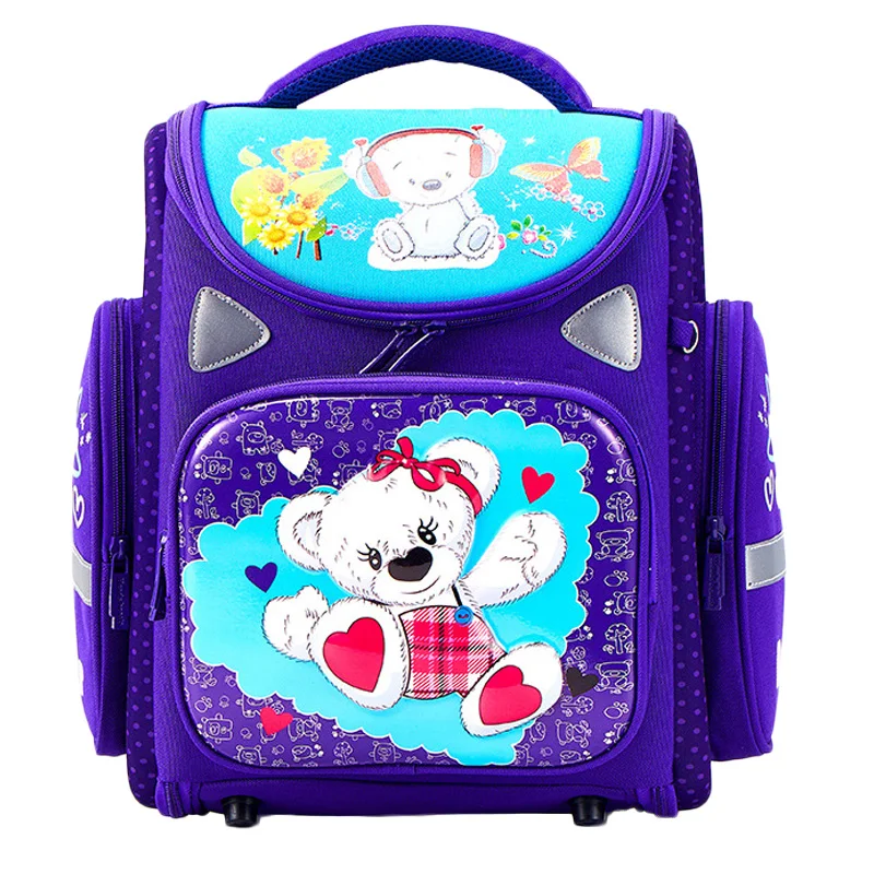 

2019 Cartoon School Bags Orthopedic School Backpacks for Girls Boys Bear Tank Car Pattern Backpack Student Mochilas Grade 1-4