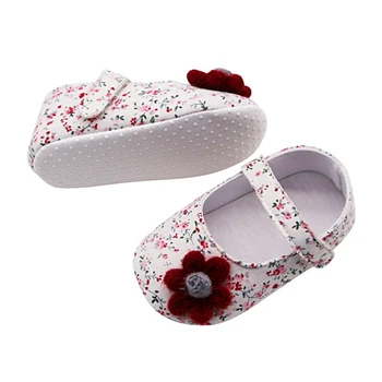 

0-18M Baby Shoes Baby Girl Breathable Floral Print Anti-Slip Shoes With Flower Casual Sneakers Toddler Soft Soled First Walkers