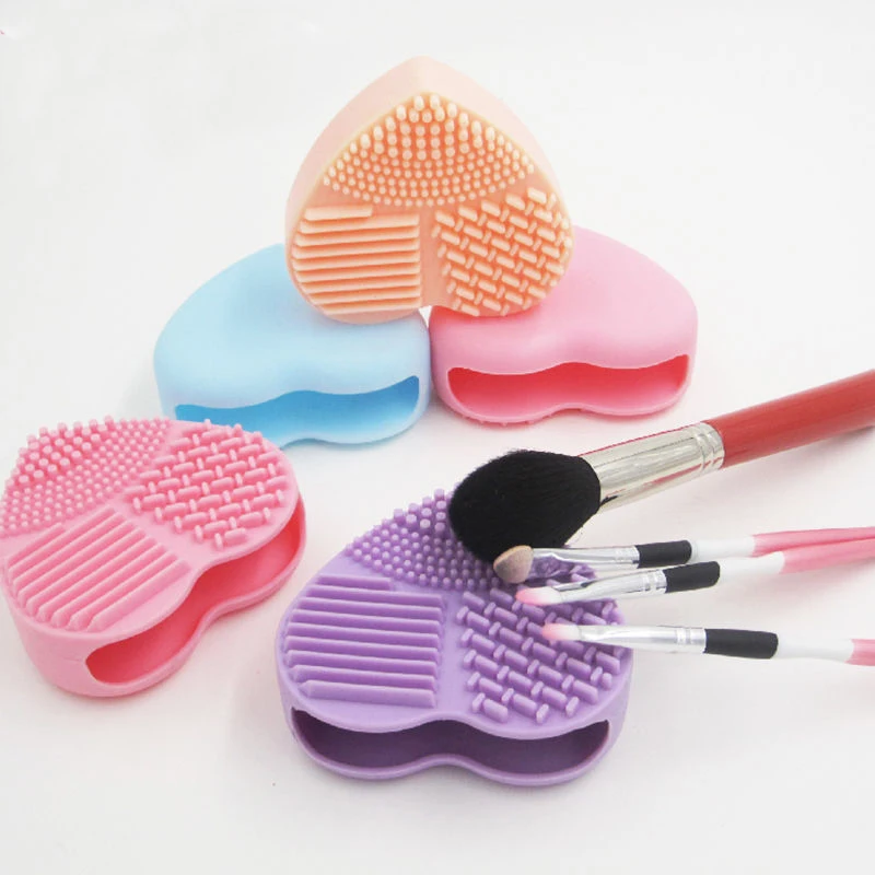 Buy 1PC Makeup Brush Cleaner Scrubber Heart Silicone