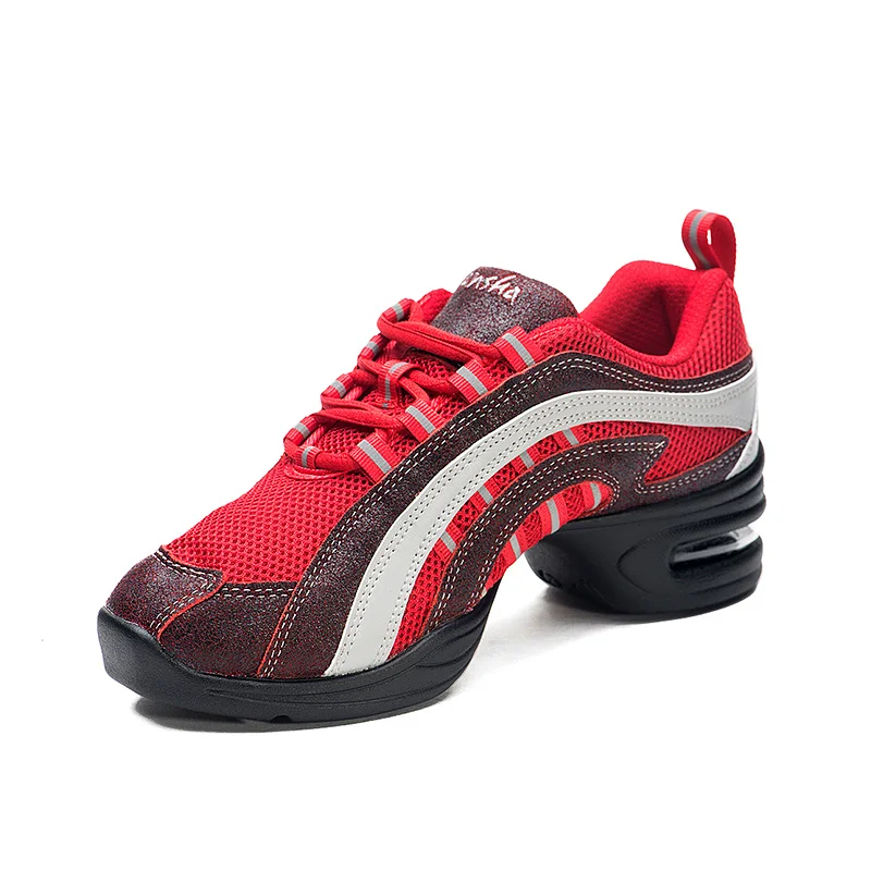 Sansha Dance Sneakers Red Mesh Soft Outsole Women Girls Men Salsa Hip-hop Dancing Sneakers Modern Dance Jazz Shoes H45M 2