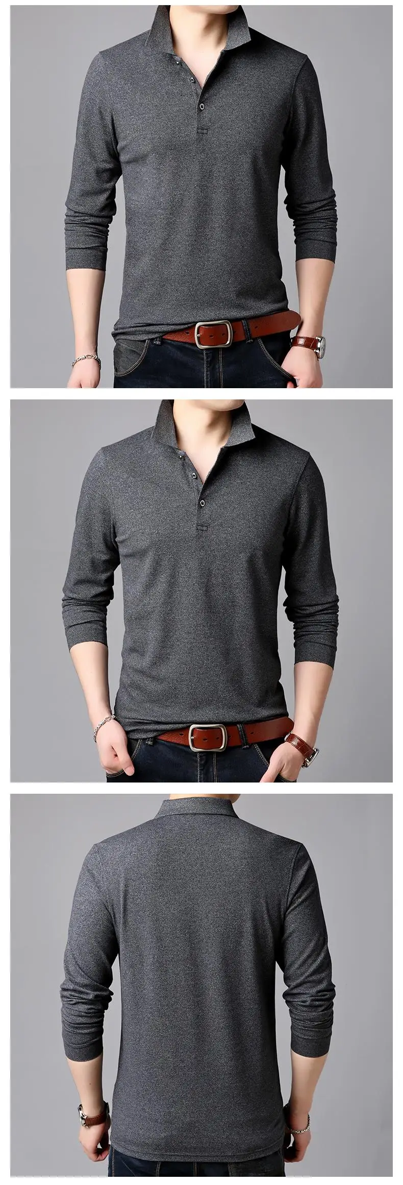 Г., новые модные бренды рубашек-поло высшего класса, Мужская однотонная приталенная рубашка с длинными рукавами в Корейском стиле для мальчиков, повседневная мужская одежда