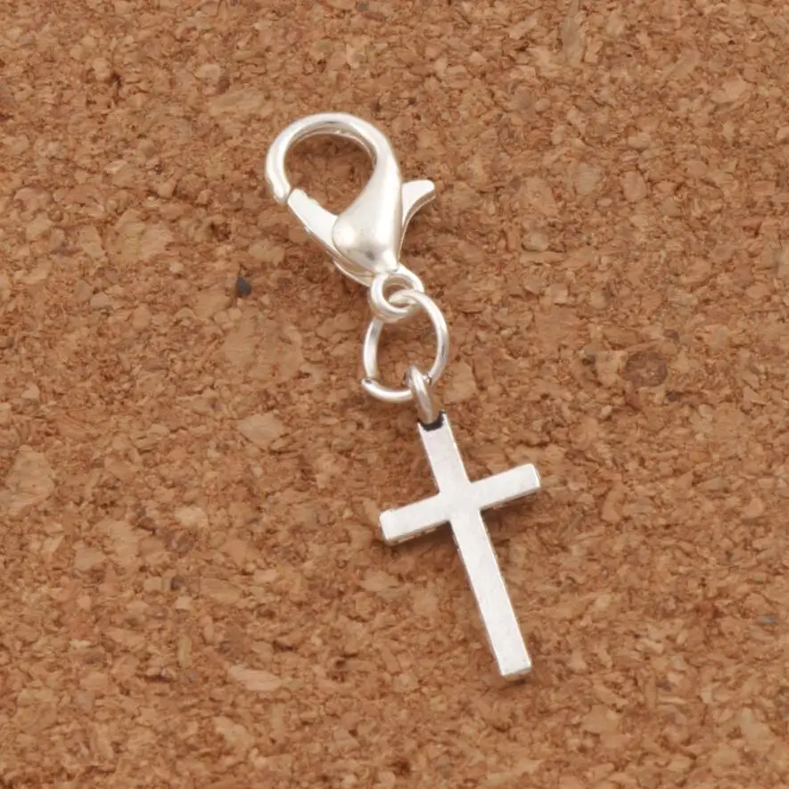 

Cylindrical Cross Charm Beads Clasp European Lobster Trigger Clip On 8x30.1mm 30PCS Tibetan silver Small C429
