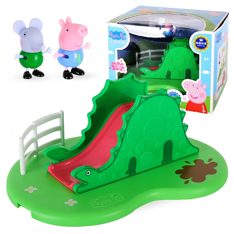 

New Arrival Genuine PEPPA PIG George Emond Peppa Pig Swing / Slide in the Amusement Park Building Toy children's Birthday Gift